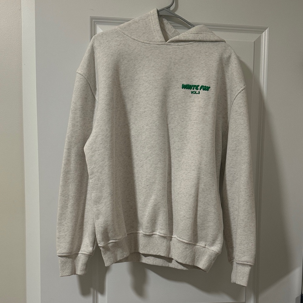 White Fox Heather Gray Hoodie with Green Logo